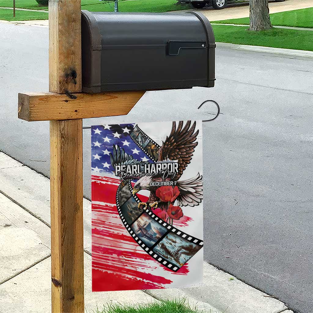 Pearl Harbor Remembrance Day Garden Flag Lest We Forget - The Bald Eagle Remembers - Polynesian Pride