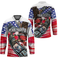 Pearl Harbor Remembrance Day Personalized Hockey Jersey Lest We Forget - The Bald Eagle Remembers - Polynesian Pride