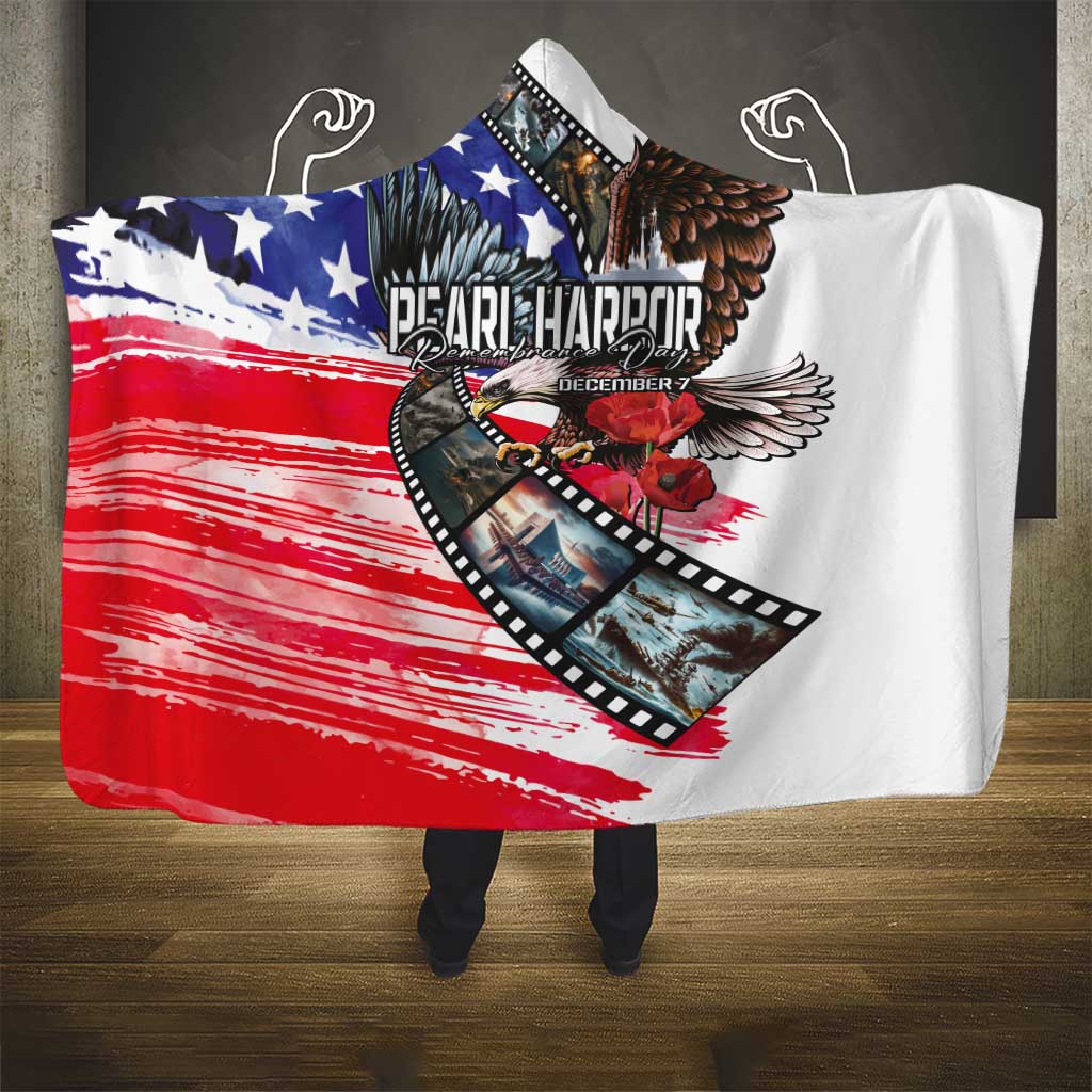 Pearl Harbor Remembrance Day Hooded Blanket Lest We Forget - The Bald Eagle Remembers - Polynesian Pride