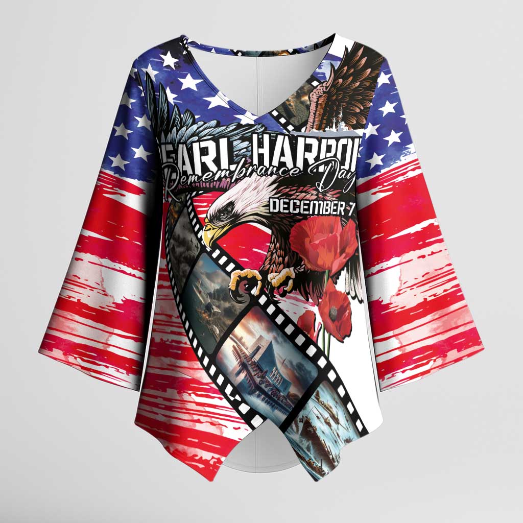 Pearl Harbor Remembrance Day Personalized Kimono Sleeve Blouse Lest We Forget - The Bald Eagle Remembers - Polynesian Pride