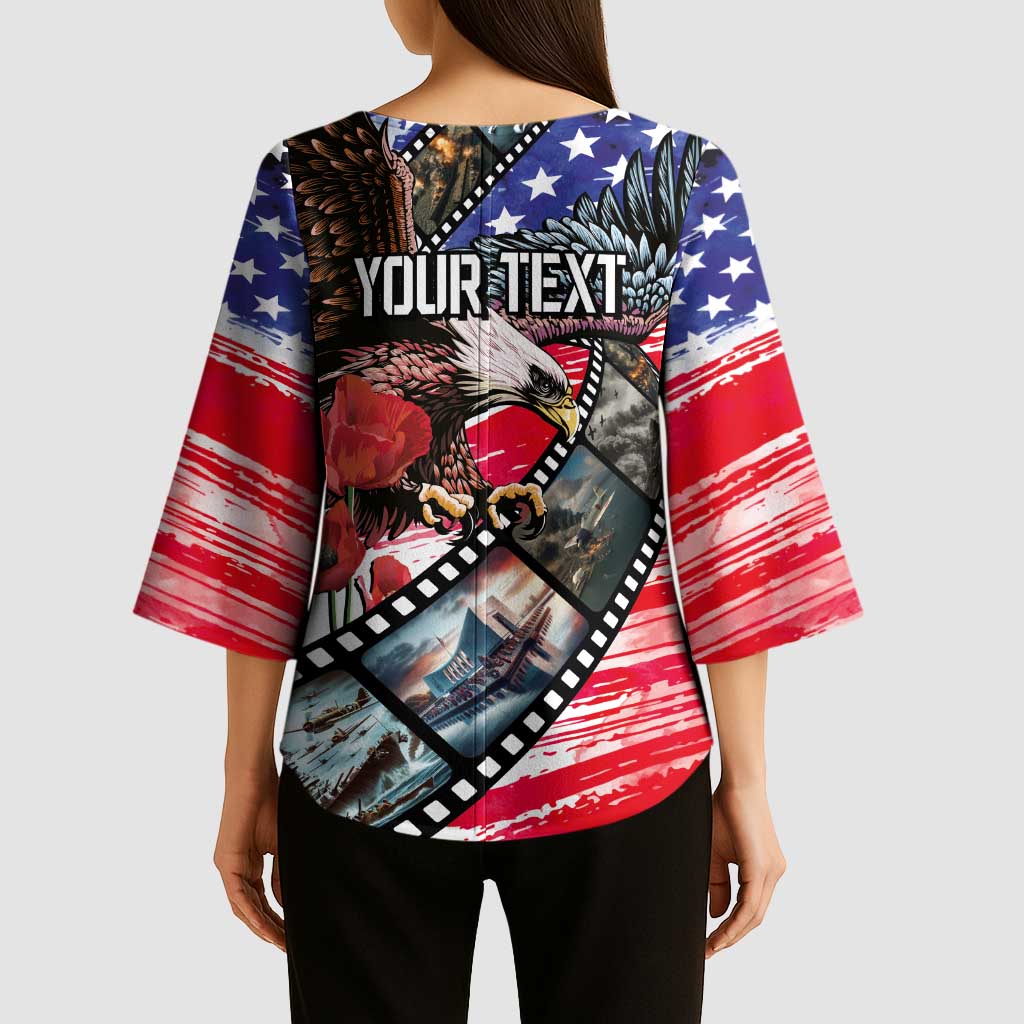 Pearl Harbor Remembrance Day Personalized Kimono Sleeve Blouse Lest We Forget - The Bald Eagle Remembers - Polynesian Pride