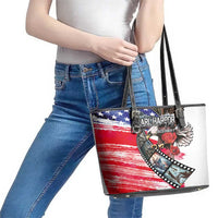Pearl Harbor Remembrance Day Leather Tote Bag Lest We Forget - The Bald Eagle Remembers - Polynesian Pride