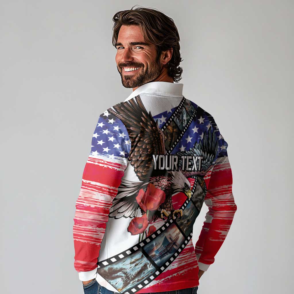 Pearl Harbor Remembrance Day Personalized Long Sleeve Polo Shirt Lest We Forget - The Bald Eagle Remembers - Polynesian Pride