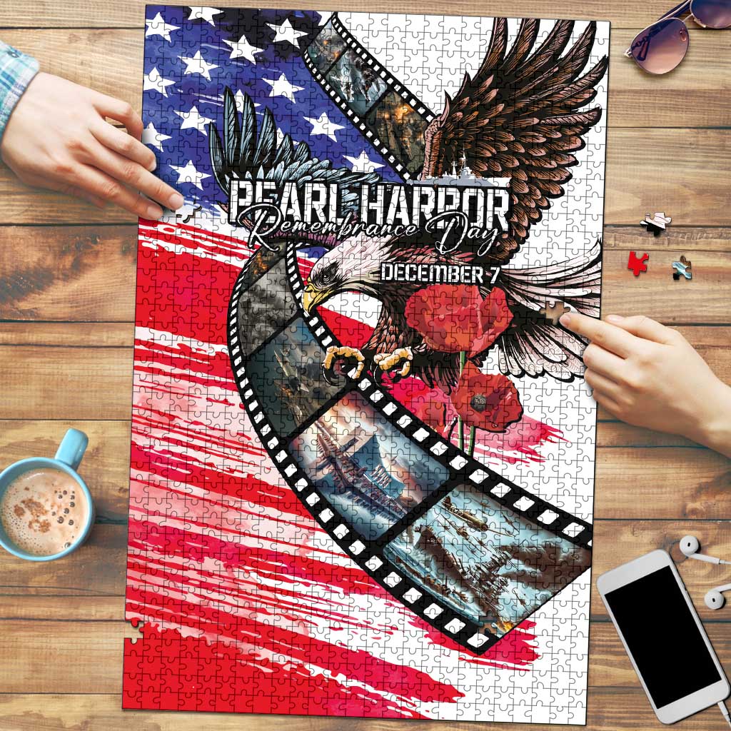 Pearl Harbor Remembrance Day Puzzle Lest We Forget - The Bald Eagle Remembers - Polynesian Pride