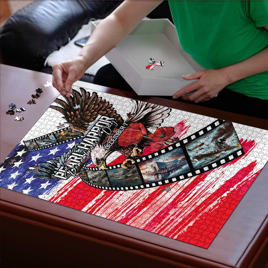 Pearl Harbor Remembrance Day Puzzle Lest We Forget - The Bald Eagle Remembers - Polynesian Pride