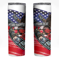 Pearl Harbor Remembrance Day Personalized Skinny Tumbler Lest We Forget - The Bald Eagle Remembers - Polynesian Pride