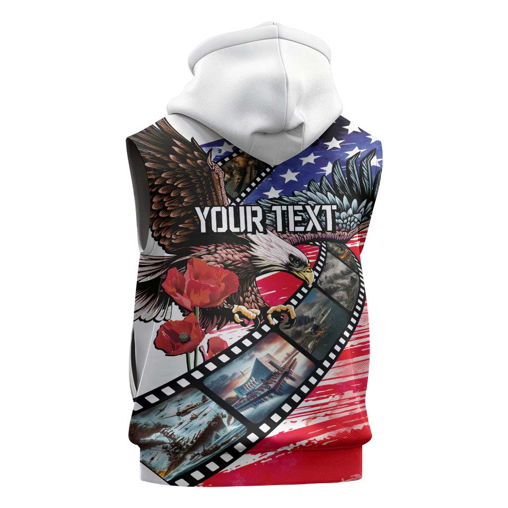 Pearl Harbor Remembrance Day Personalized Sleeveless Hoodie Lest We Forget - The Bald Eagle Remembers - Polynesian Pride