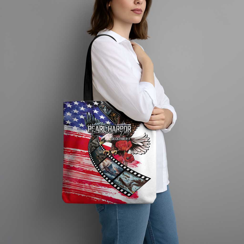 Pearl Harbor Remembrance Day Tote Bag Lest We Forget - The Bald Eagle Remembers - Polynesian Pride