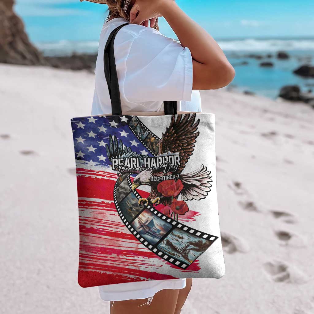 Pearl Harbor Remembrance Day Tote Bag Lest We Forget - The Bald Eagle Remembers - Polynesian Pride