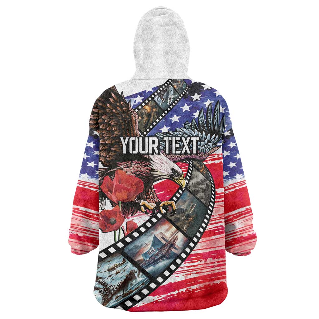Pearl Harbor Remembrance Day Personalized Wearable Blanket Hoodie Lest We Forget - The Bald Eagle Remembers - Polynesian Pride
