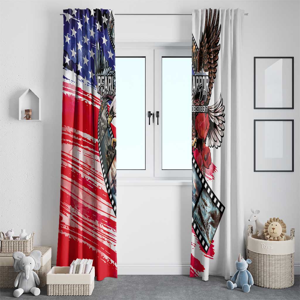 Pearl Harbor Remembrance Day Window Curtain Lest We Forget - The Bald Eagle Remembers - Polynesian Pride