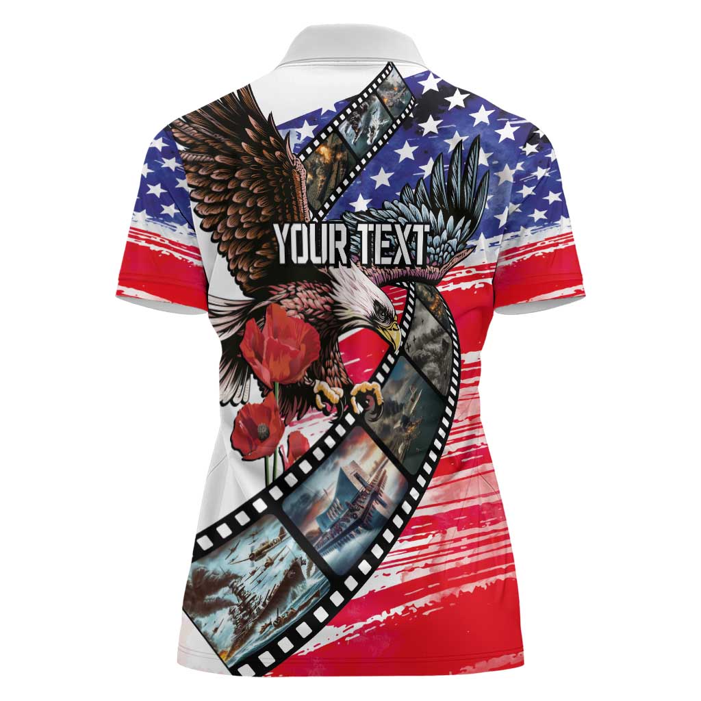 Pearl Harbor Remembrance Day Personalized Women Polo Shirt Lest We Forget - The Bald Eagle Remembers - Polynesian Pride