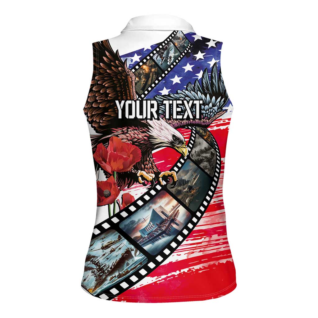 Pearl Harbor Remembrance Day Personalized Women Sleeveless Polo Shirt Lest We Forget - The Bald Eagle Remembers - Polynesian Pride