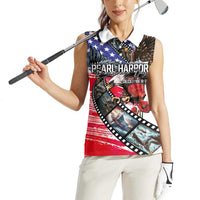 Pearl Harbor Remembrance Day Personalized Women Sleeveless Polo Shirt Lest We Forget - The Bald Eagle Remembers - Polynesian Pride