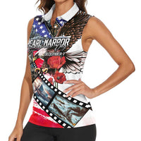 Pearl Harbor Remembrance Day Personalized Women Sleeveless Polo Shirt Lest We Forget - The Bald Eagle Remembers - Polynesian Pride