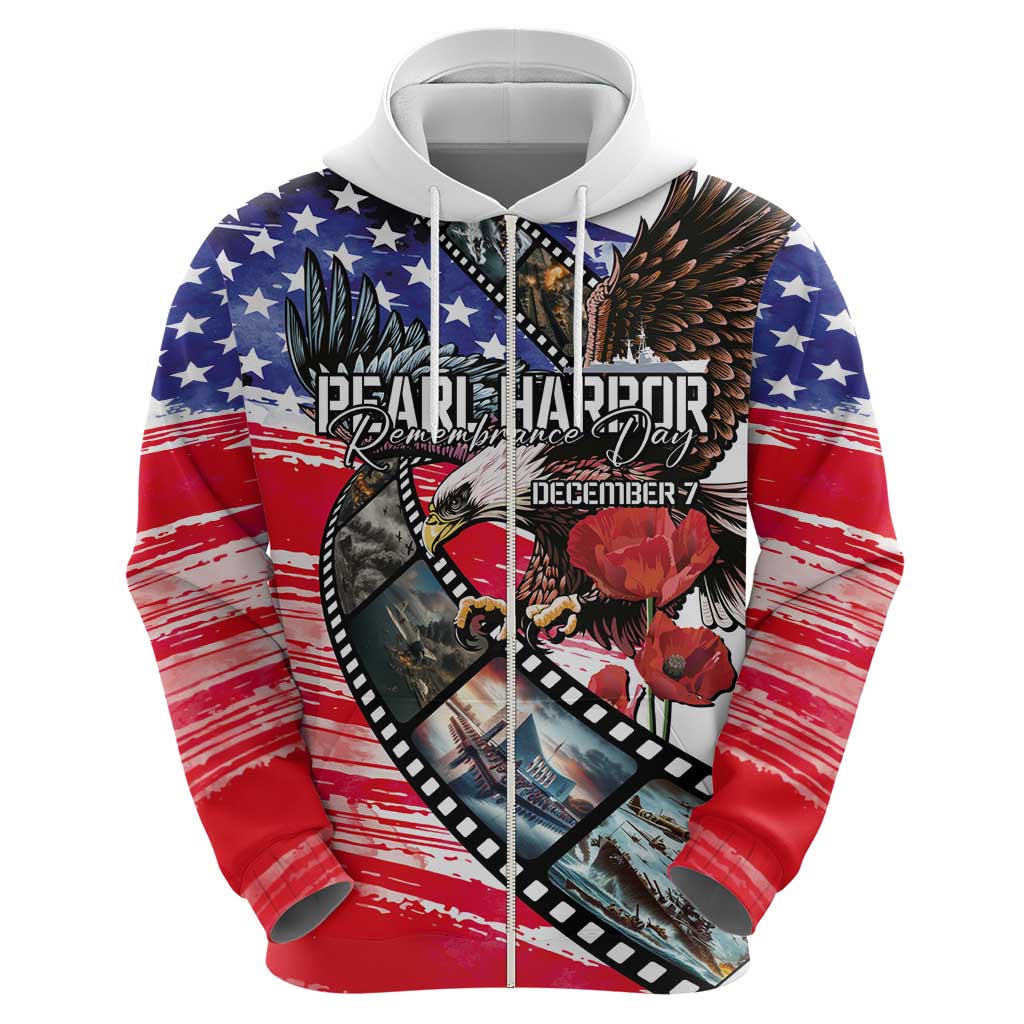 Pearl Harbor Remembrance Day Personalized Zip Hoodie Lest We Forget - The Bald Eagle Remembers - Polynesian Pride