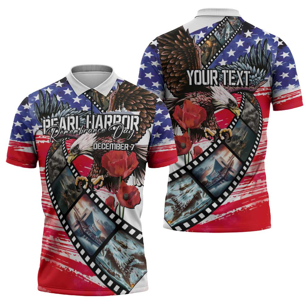 Pearl Harbor Remembrance Day Personalized Zipper Polo Shirt Lest We Forget - The Bald Eagle Remembers - Polynesian Pride