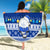 Palau Christmas Beach Blanket Snowman Hugs Palau Coat of Arms Maori Pattern Blue Style LT03 - Wonder Print Shop