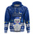 Palau Christmas Hoodie Snowman Hugs Palau Coat of Arms Maori Pattern Blue Style LT03 Blue - Polynesian Pride