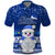 Palau Christmas Polo Shirt Snowman Hugs Palau Coat of Arms Maori Pattern Blue Style LT03 Blue - Polynesian Pride