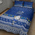 Palau Christmas Quilt Bed Set Snowman Hugs Palau Coat of Arms Maori Pattern Blue Style LT03 - Polynesian Pride