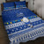 Palau Christmas Quilt Bed Set Snowman Hugs Palau Coat of Arms Maori Pattern Blue Style LT03 - Polynesian Pride