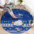 Palau Christmas Round Carpet Snowman Hugs Palau Coat of Arms Maori Pattern Blue Style LT03 - Polynesian Pride