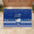 Palau Christmas Rubber Doormat Snowman Hugs Palau Coat of Arms Maori Pattern Blue Style LT03 - Polynesian Pride