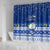Palau Christmas Shower Curtain Snowman Hugs Palau Coat of Arms Maori Pattern Blue Style LT03 - Polynesian Pride
