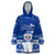 Palau Christmas Wearable Blanket Hoodie Snowman Hugs Palau Coat of Arms Maori Pattern Blue Style LT03 One Size Blue - Polynesian Pride