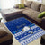 Personalised Palau Christmas Area Rug Snowman Hugs Palau Coat of Arms Maori Pattern Blue Style LT03 - Polynesian Pride