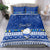 Personalised Palau Christmas Bedding Set Snowman Hugs Palau Coat of Arms Maori Pattern Blue Style LT03 - Polynesian Pride