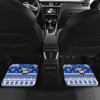 Personalised Palau Christmas Car Mats Snowman Hugs Palau Coat of Arms Maori Pattern Blue Style LT03 - Polynesian Pride