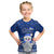 Personalised Palau Christmas Kid T Shirt Snowman Hugs Palau Coat of Arms Maori Pattern Blue Style LT03 Blue - Polynesian Pride