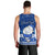 Personalised Palau Christmas Men Tank Top Snowman Hugs Palau Coat of Arms Maori Pattern Blue Style LT03 - Polynesian Pride