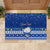 Personalised Palau Christmas Rubber Doormat Snowman Hugs Palau Coat of Arms Maori Pattern Blue Style LT03 - Polynesian Pride