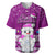 Palau Christmas Baseball Jersey Snowman Hugs Palau Coat of Arms Maori Pattern Pink Style LT03 Pink - Polynesian Pride