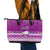 Palau Christmas Leather Tote Bag Snowman Hugs Palau Coat of Arms Maori Pattern Pink Style LT03 - Polynesian Pride
