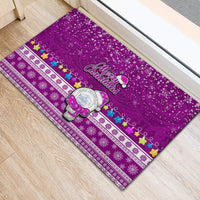 Palau Christmas Rubber Doormat Snowman Hugs Palau Coat of Arms Maori Pattern Pink Style LT03 - Polynesian Pride