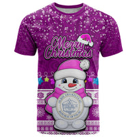 Palau Christmas T Shirt Snowman Hugs Palau Coat of Arms Maori Pattern Pink Style LT03 Pink - Polynesian Pride