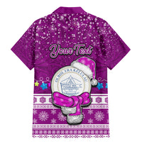 Personalised Palau Christmas Family Matching Mermaid Dress and Hawaiian Shirt Snowman Hugs Palau Coat of Arms Maori Pattern Pink Style LT03 - Polynesian Pride