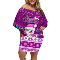 Personalised Palau Christmas Family Matching Off Shoulder Short Dress and Hawaiian Shirt Snowman Hugs Palau Coat of Arms Maori Pattern Pink Style LT03 Mom's Dress Pink - Polynesian Pride