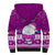 Personalised Palau Christmas Sherpa Hoodie Snowman Hugs Palau Coat of Arms Maori Pattern Pink Style LT03 - Polynesian Pride