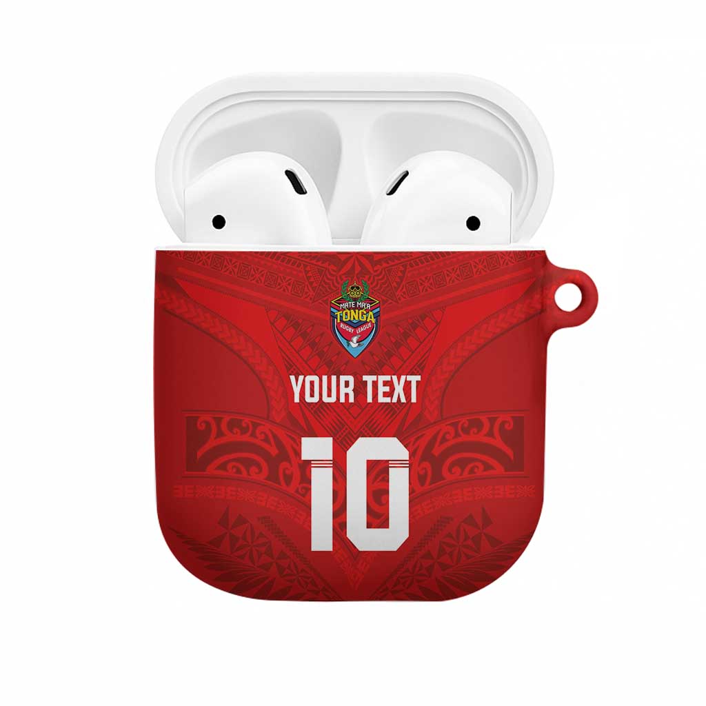 Custom Mate Ma'a Tonga Rugby AirPods Case Ngatu Tribal Motifs Sporty Style - Polynesian Pride