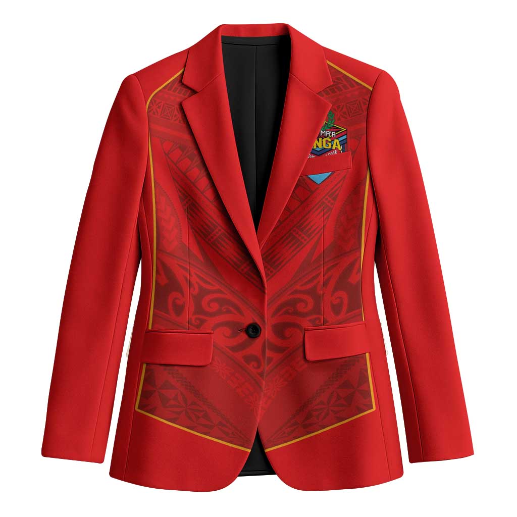 Custom Mate Ma'a Tonga Rugby Blazer Ngatu Tribal Motifs Sporty Style - Polynesian Pride