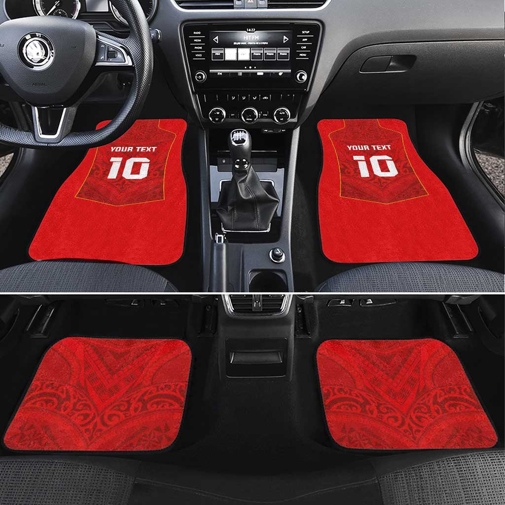 Custom Mate Ma'a Tonga Rugby Car Mats Ngatu Tribal Motifs Sporty Style - Polynesian Pride
