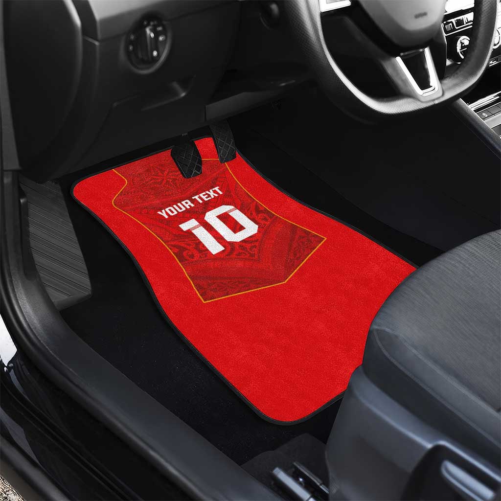 Custom Mate Ma'a Tonga Rugby Car Mats Ngatu Tribal Motifs Sporty Style - Polynesian Pride