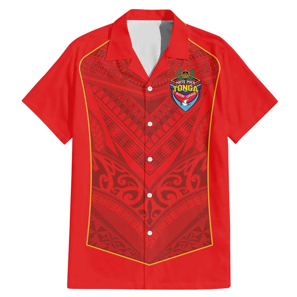 Custom Mate Ma'a Tonga Rugby Family Matching Mermaid Dress and Hawaiian Shirt Ngatu Tribal Motifs Sporty Style - Polynesian Pride