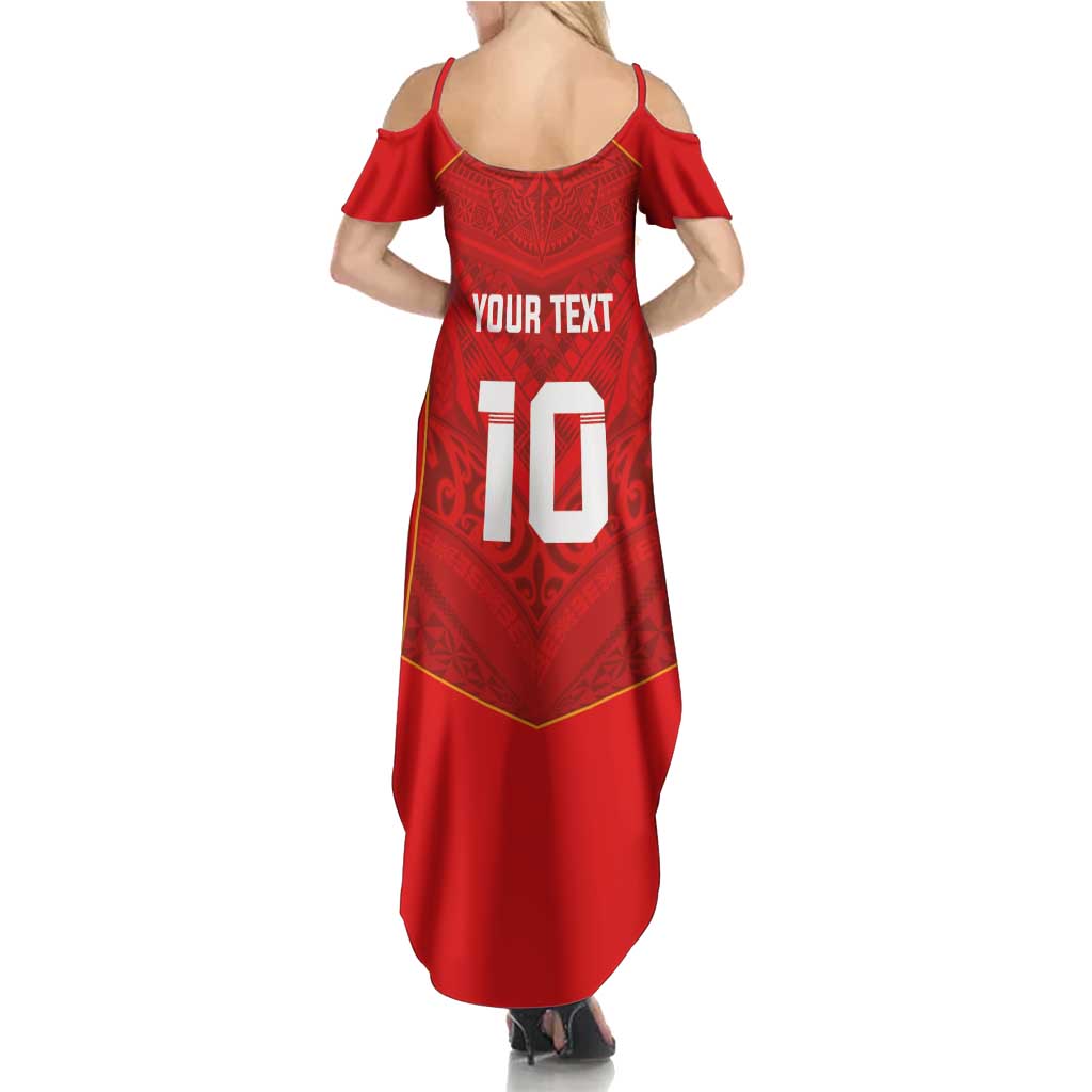Custom Mate Ma'a Tonga Rugby Family Matching Summer Maxi Dress and Hawaiian Shirt Ngatu Tribal Motifs Sporty Style - Polynesian Pride