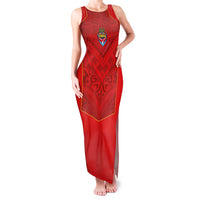Custom Mate Ma'a Tonga Rugby Family Matching Tank Maxi Dress and Hawaiian Shirt Ngatu Tribal Motifs Sporty Style - Polynesian Pride